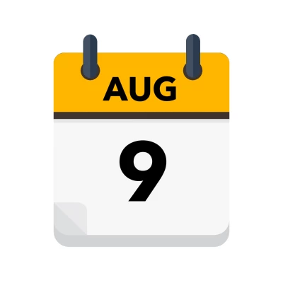 Calendar icon showing 9th August