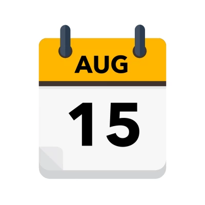 Calendar icon showing 15th August