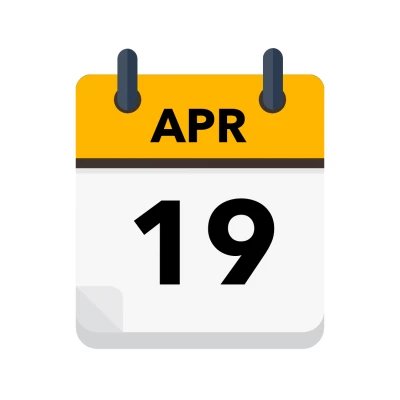 Calendar icon showing 19th April