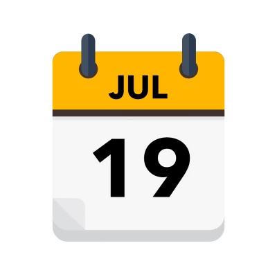 Calendar icon showing 19th July